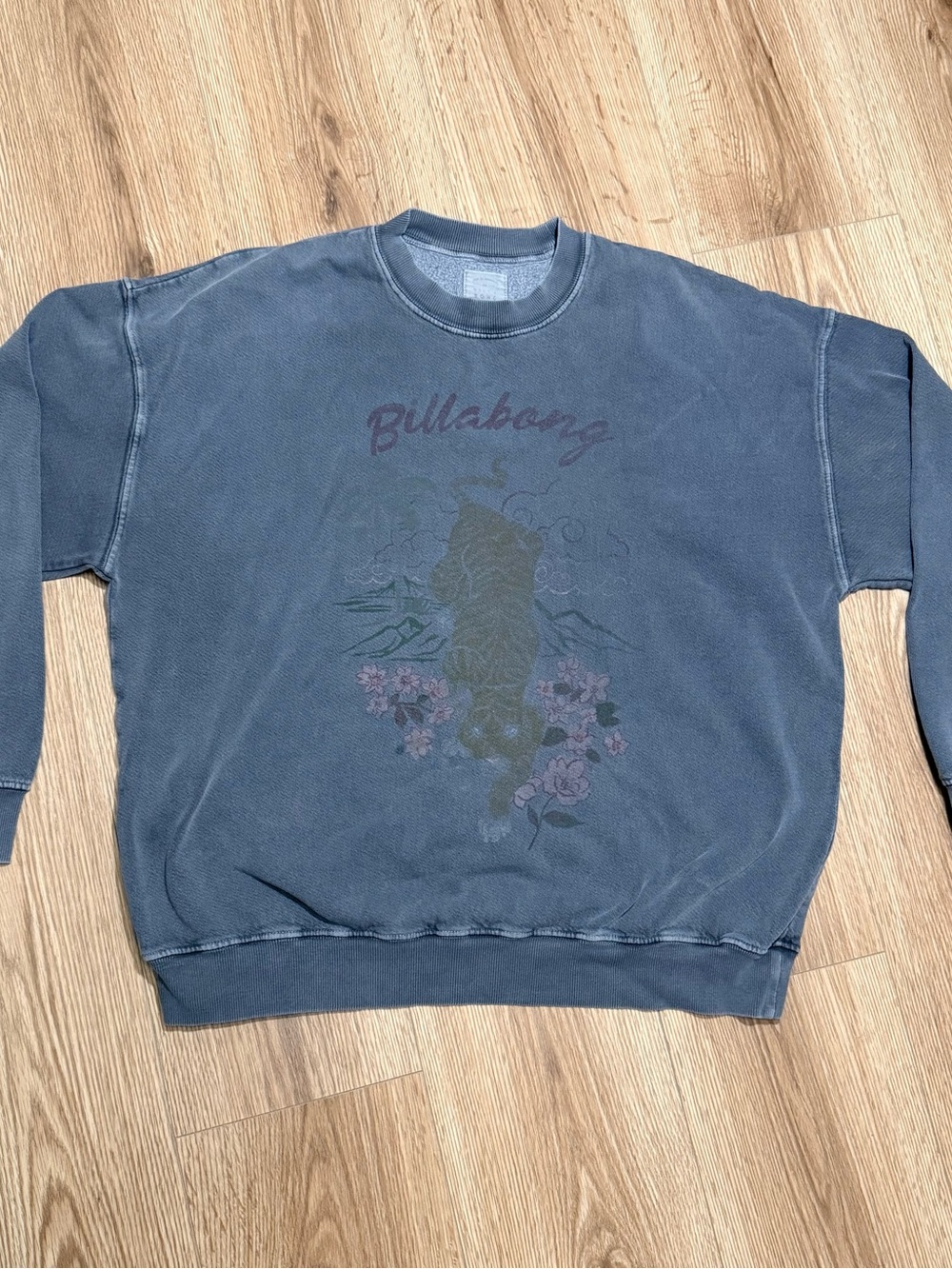 Billabong Faded Blue Graphic Crewneck Sweatshirt